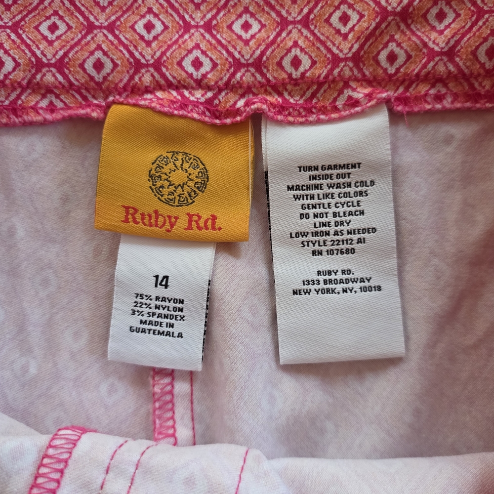 Ruby Rd. Pink and White Patterned Pants - Picture 6 of 7